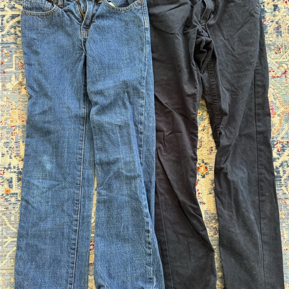 Women's Blue and Black Jeans